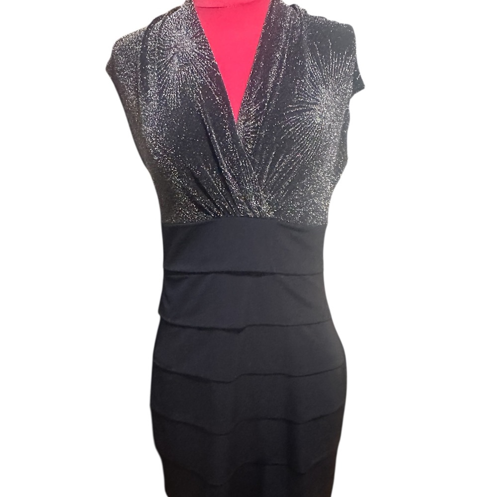 Enfocus Studio Navy and Silver Cocktail Dress